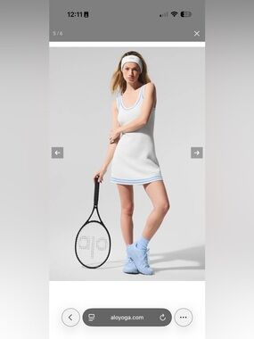Alo Yoga White Tennis Tank Sweater Knit Dress